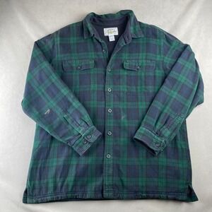 VTG Alaska 1959 Plaid Flannel Shirt Jacket Fleece Green Button Up Cozy Mens XL